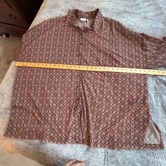 Asos Curve Womens Top Size 22 Geometric Button Up Mesh Retro MOD Career 18131 - Picture 5 of 8